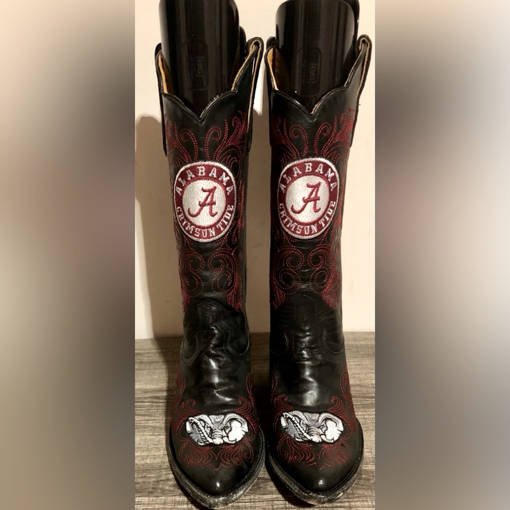 Game Day University of Alabama Women’s Black Cowboy Boots Sz 7 Worn to one game!